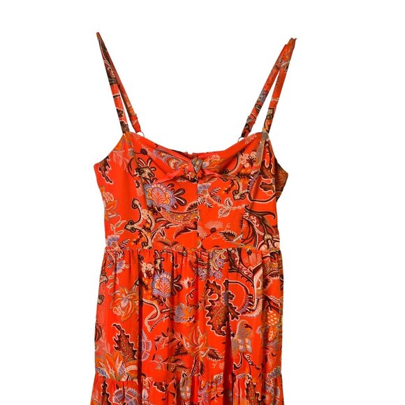 INC Size 10 International Concept Midi Lined Orange Floral Tiered Dress - Picture 9 of 9